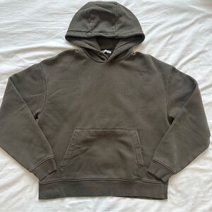 Zara Men's Olive Green Hooded Sweatshirt